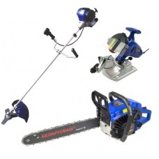 Комплект (мод : 010) Мотокоса Беларусмаш 6800 (1 диск / 1 бабина) + Бензопила Беларусмаш 6700 (1 шина / 1 цепь) + Станок для заточки цепи Беларусмаш 1200