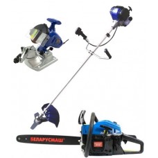 Комплект (мод : 011) Мотокоса Беларусмаш 6800 (1 диск / 1 бабина) + Бензопила Беларусмаш 6100 (1 шина / 1 цепь) + Станок для заточки цепи Беларусмаш 1200