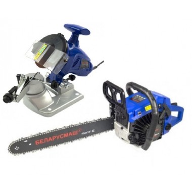 Комплект (мод : 110) Бензопила Беларусмаш 6700 (1 шина / 1 цепь) + Станок для заточки цепи Беларусмаш 1200