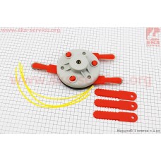 Леска в сборе на плас. пластине (леска вставляется в три зацепа)+ нож 6шт