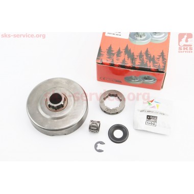 Тарелка сцепления + звезда 3/8-7 для бензопилы Husqvarna-365/371/372, JONSERED-CS2165/2171/2172 + подшипник + смазка + шайбы