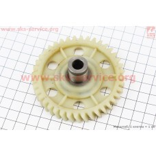 Шестерня привода ведомая (D=85,5мм, d1=10мм, d2=18мм, H=33мм, Z=40 наклон зубов влево)