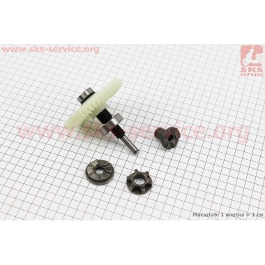 Шестерня привода ведомая с валом в сборе (D=86мм, d=15мм, H=22мм, Z=43, 14шлицов) Энергомаш ПЦ99220, Sturm CC9922 ,Stern 405 YT