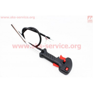 Ручка газа + трос Тип №1, (курок "широкий", с трубой)