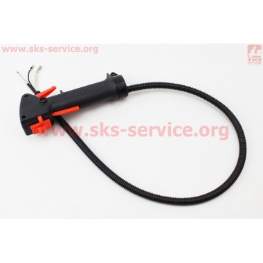 Ручка газа + трос Тип №6, (курок "узкий", без трубы)