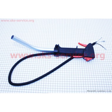 Ручка газа + трос Тип №2, (курок "узкий", с трубой)