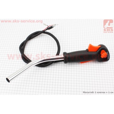 Ручка газа + трос Тип №7, (курок "широкий", с трубой)