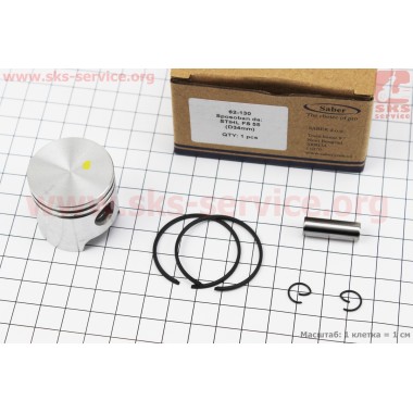 Поршень, кільця, палець до-кт 34мм (палець 8мм) Stihl FS-38/45/55, MM55, BT45